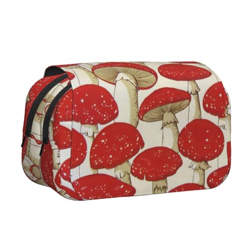 JEJEA Federmäppchen mit Pilz-Aufdruck, für Bleistifte, Make-up, Mehrzweck-Organizer-Box für Erwachsene, Rot / Weiß, Schwarz , Einheitsgröße, Kulturbeutel von JEJEA
