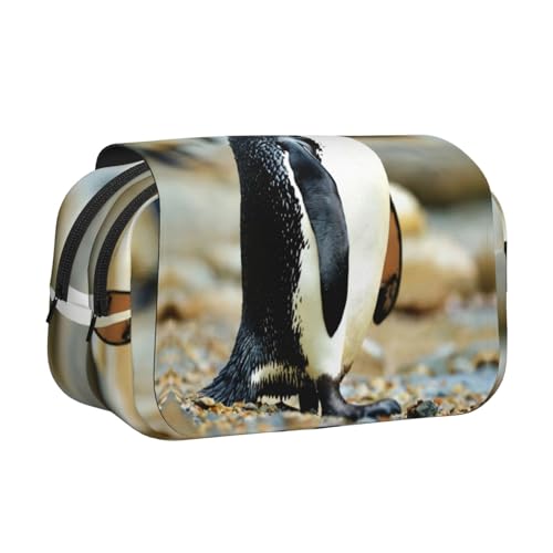 JEJEA Federmäppchen mit Pinguin-Aufdruck, Federmäppchen, Halter für Bleistifte, Make-up, Mehrzweck-Organizer-Box für Erwachsene, Schwarz , Einheitsgröße, Kulturbeutel von JEJEA