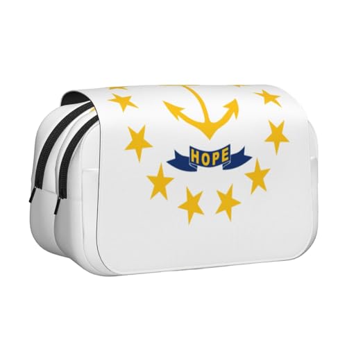 JEJEA Federmäppchen mit Rhode Island Staatsflagge, Federmäppchen, Halter für Bleistifte, Make-up, Mehrzweck-Organizer-Box für Erwachsene, Schwarz , Einheitsgröße, Kulturbeutel von JEJEA