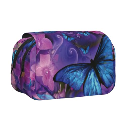 JEJEA Federmäppchen mit Schmetterlings-Aufdruck, für Bleistifte, Make-up, Mehrzweck-Organizer-Box für Erwachsene, Schwarz , Einheitsgröße, Kulturbeutel von JEJEA