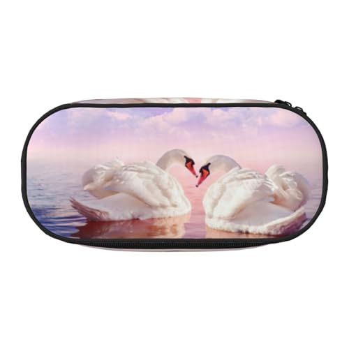 JEJEA Federmäppchen mit Schwanen-Herz-Aufdruck, großes Fassungsvermögen, große Aufbewahrung, hohe Kapazität, Beutelhalter, Organizer, Schwarz , Einheitsgröße, Taschen-Organizer von JEJEA