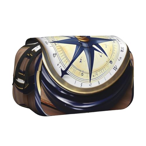 JEJEA Federmäppchen mit Segelboot, nautischer Kompass, Federmäppchen, Halter für Bleistifte, Make-up, Mehrzweck-Organizer-Box für Erwachsene, Schwarz , Einheitsgröße, Kulturbeutel von JEJEA