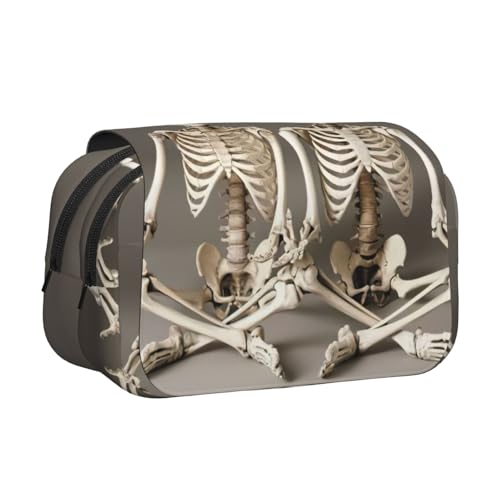 JEJEA Federmäppchen mit Skelett-Motiv, Yoga-Druck, Federmäppchen, Halter für Bleistifte, Make-up, Mehrzweck-Organizer-Box für Erwachsene, Schwarz , Einheitsgröße, Kulturbeutel von JEJEA