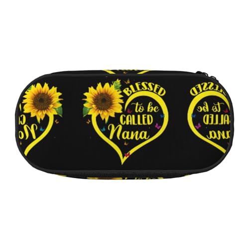 JEJEA Federmäppchen mit Sonnenblumen-Aufdruck "Blessed to Be Called Nana", großes Fassungsvermögen, große Kapazität, Beutel, Beutel, Organizer, Box, Schwarz , Einheitsgröße, Taschen-Organizer von JEJEA