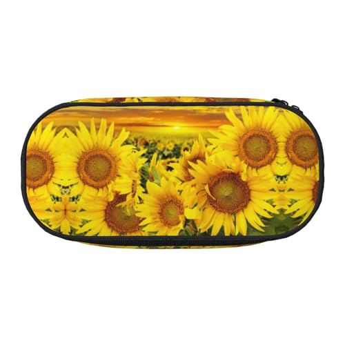 JEJEA Federmäppchen mit Sonnenblumenmuster, großes Fassungsvermögen, große Aufbewahrung, hohe Kapazität, Beutelhalter, Organizer, Schwarz , Einheitsgröße, Taschen-Organizer von JEJEA