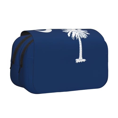JEJEA Federmäppchen mit South Carolina Flaggen-Druck, Federmäppchen, Halter für Bleistifte, Make-up, Mehrzweck-Organizer-Box für Erwachsene, Schwarz , Einheitsgröße, Kulturbeutel von JEJEA