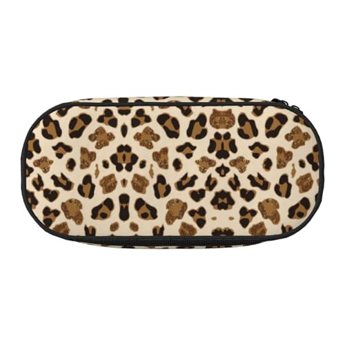 JEJEA Federmäppchen mit Tier-Leopardenmuster, große Kapazität, große Aufbewahrung, hohe Kapazität, Beutelhalter, Organizer, Schwarz , Einheitsgröße, Taschen-Organizer von JEJEA