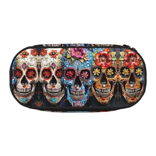 JEJEA Federmäppchen mit Totenkopf-Motiv, große Kapazität, große Aufbewahrung, hohe Kapazität, Beutel, Organizer, Box, Schwarz , Einheitsgröße, Taschen-Organizer von JEJEA