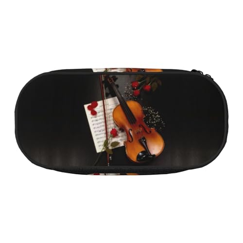 JEJEA Federmäppchen mit Violinen-Notenaufdruck, großes Fassungsvermögen, große Aufbewahrung, hohe Kapazität, Beutelhalter, Organizer, Schwarz , Einheitsgröße, Taschen-Organizer von JEJEA