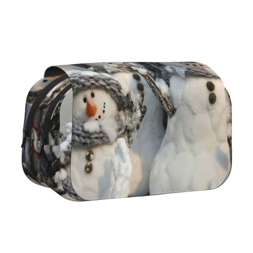 JEJEA Federmäppchen mit Weihnachtsmotiv und Schneemann-Druck, für Bleistifte, Make-up, Mehrzweck-Organizer-Box für Erwachsene, Schwarz , Einheitsgröße, Kulturbeutel von JEJEA