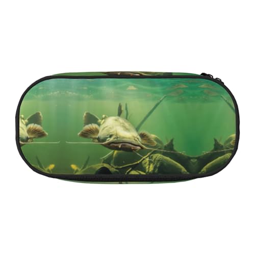 JEJEA Federmäppchen mit Wels-Aufdruck, großes Fassungsvermögen, große Aufbewahrung, hohe Kapazität, Beutelhalter, Organizer, Schwarz , Einheitsgröße, Taschen-Organizer von JEJEA