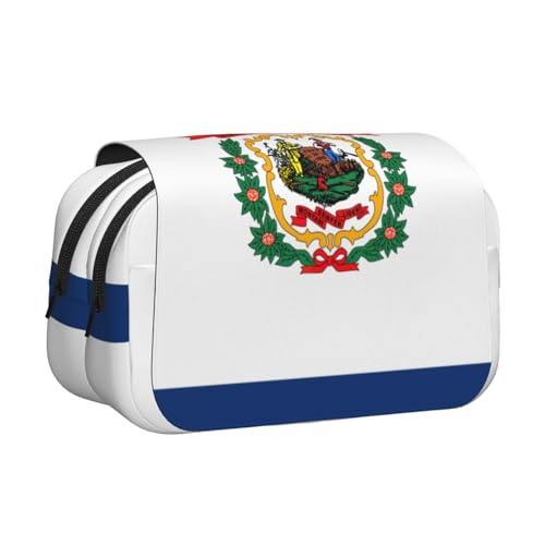 JEJEA Federmäppchen mit West-Virginia-Staats-Flagge, für Bleistifte, Make-up, Mehrzweck-Organizer-Box für Erwachsene, Schwarz , Einheitsgröße, Kulturbeutel von JEJEA