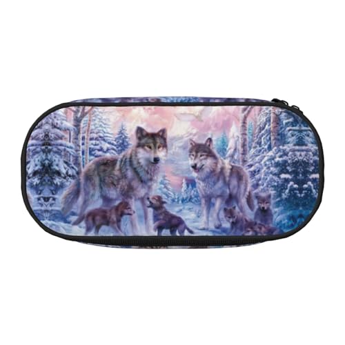 JEJEA Federmäppchen mit Wölf-Aufdruck, großes Fassungsvermögen, große Aufbewahrung, hohe Kapazität, Beutelhalter, Organizer, Schwarz , Einheitsgröße, Taschen-Organizer von JEJEA