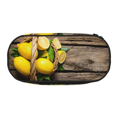 JEJEA Federmäppchen mit Zitronen-Aufdruck, großes Fassungsvermögen, große Aufbewahrung, hohe Kapazität, Beutelhalter, Organizer, Schwarz , Einheitsgröße, Taschen-Organizer von JEJEA