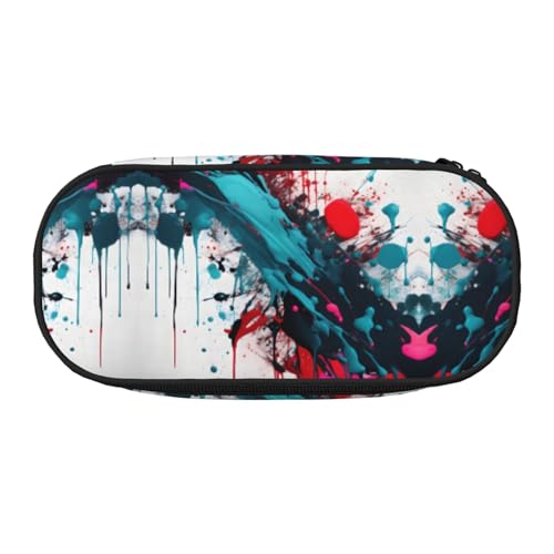 JEJEA Federmäppchen mit abstraktem Farbspritzer-Druck, großes Fassungsvermögen, große Aufbewahrung, hohe Kapazität, Beutelhalter, Organizer, Schwarz , Einheitsgröße, Taschen-Organizer von JEJEA