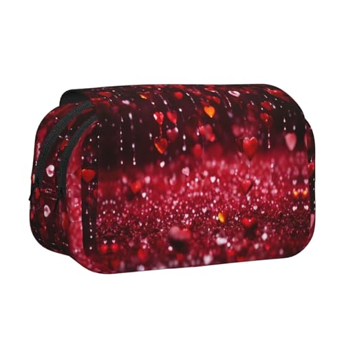 JEJEA Federmäppchen mit abstraktem Herzaufdruck, Federmäppchen, Halter für Bleistifte, Make-up, Mehrzweck-Organizer-Box für Erwachsene, Schwarz , Einheitsgröße, Kulturbeutel von JEJEA