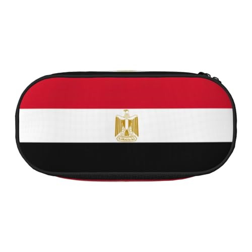 JEJEA Federmäppchen mit ägyptischer Flagge, großes Fassungsvermögen, große Aufbewahrung, hohe Kapazität, Beutelhalter, Organizer, Schwarz , Einheitsgröße, Taschen-Organizer von JEJEA