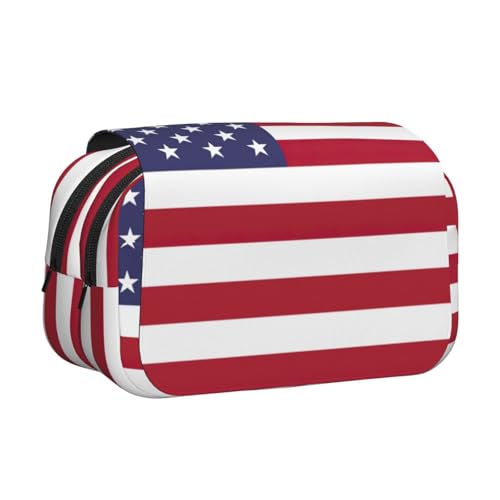 JEJEA Federmäppchen mit amerikanischer Flagge, Stifteetui, Halter für Bleistifte, Make-up, Mehrzweck-Organizer-Box für Erwachsene, Schwarz , Einheitsgröße, Kulturbeutel von JEJEA
