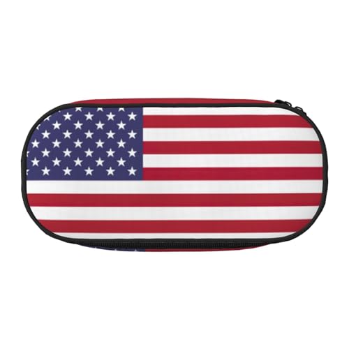 JEJEA Federmäppchen mit amerikanischer Flagge, großes Fassungsvermögen, große Aufbewahrung, hohe Kapazität, Beutelhalter, Organizer, Schwarz , Einheitsgröße, Taschen-Organizer von JEJEA