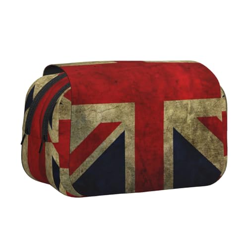 JEJEA Federmäppchen mit britischer Flagge, für Bleistifte, Make-up, Mehrzweck-Organizer-Box für Erwachsene, Schwarz , Einheitsgröße, Kulturbeutel von JEJEA