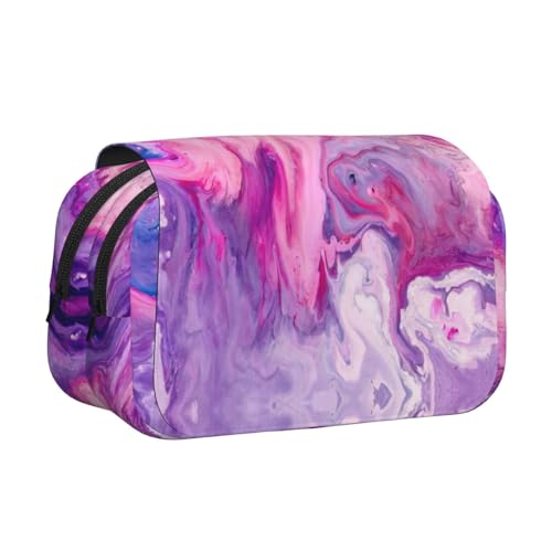 JEJEA Federmäppchen mit buntem Marmor-Aufdruck, für Bleistifte, Make-up, Mehrzweck-Organizer-Box für Erwachsene, Violett, Schwarz , Einheitsgröße, Kulturbeutel von JEJEA