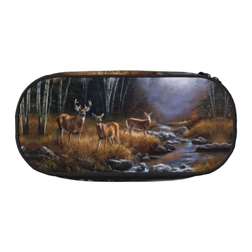 JEJEA Federmäppchen mit großem Fassungsvermögen, große Aufbewahrung, hohe Kapazität, Beutel, Organizer, Motiv: Schönheitshirsch, Schwarz , Einheitsgröße, Taschen-Organizer von JEJEA