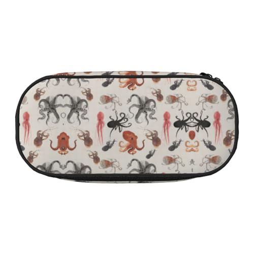 JEJEA Federmäppchen mit großem Fassungsvermögen, großes Fassungsvermögen, großes Fassungsvermögen, Tasche mit farbigem Oktopus-Aufdruck, Schwarz , Einheitsgröße, Taschen-Organizer von JEJEA