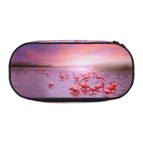 JEJEA Federmäppchen mit großem Fassungsvermögen und großem Fassungsvermögen, mit rosa Flamingo-Muster, große Kapazität, Beutel, Organizer, Schwarz , Einheitsgröße, Taschen-Organizer von JEJEA