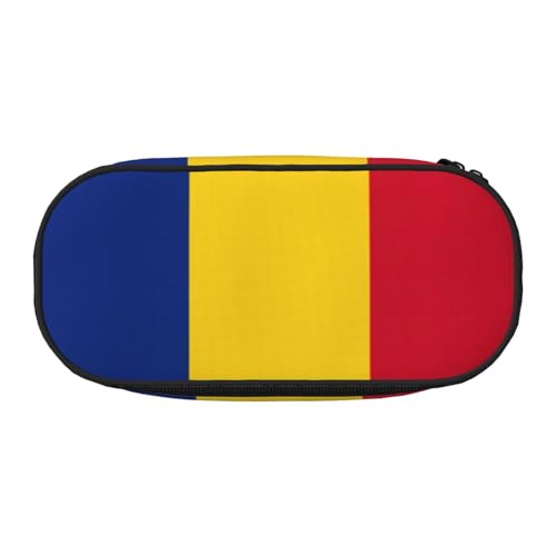 JEJEA Federmäppchen mit großer Kapazität, Motiv: Flagge von Rumänien, große Kapazität, Tasche, Schwarz , Einheitsgröße, Taschen-Organizer von JEJEA