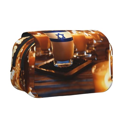 JEJEA Federmäppchen mit israelischer Flagge, Federmäppchen, Halter für Bleistifte, Make-up, Mehrzweck-Organizer-Box für Erwachsene, Schwarz , Einheitsgröße, Kulturbeutel von JEJEA