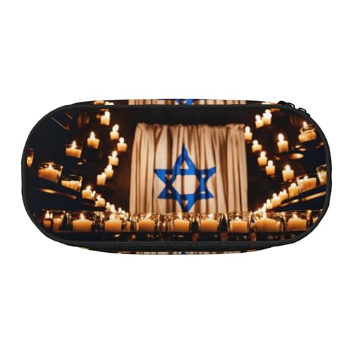 JEJEA Federmäppchen mit israelischer Flagge, großes Fassungsvermögen, große Aufbewahrung, hohe Kapazität, Beutelhalter, Organizer, Schwarz , Einheitsgröße, Taschen-Organizer von JEJEA