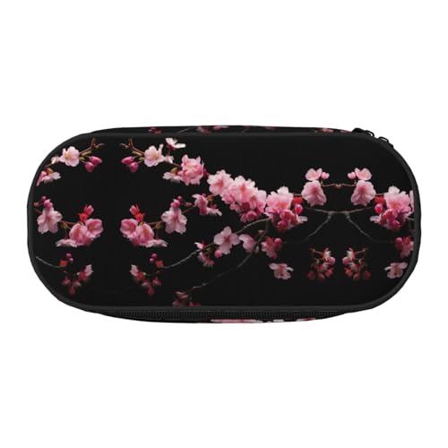 JEJEA Federmäppchen mit japanischem Kirschblumen-Druck, großes Fassungsvermögen, große Aufbewahrung, hohe Kapazität, Beutel, Beutel, Organizer, Schwarz , Einheitsgröße, Taschen-Organizer von JEJEA