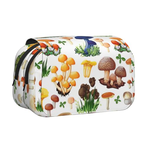 JEJEA Federmäppchen mit japanischem Malerei-Pilz-Druck, Federmäppchen, Halter für Bleistifte, Make-up, Mehrzweck-Organizer-Box für Erwachsene, Schwarz , Einheitsgröße, Kulturbeutel von JEJEA