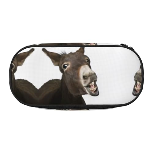 JEJEA Federmäppchen mit lustigem Esel-Aufdruck, großes Fassungsvermögen, große Aufbewahrung, hohe Kapazität, Beutelhalter, Organizer, Schwarz , Einheitsgröße, Taschen-Organizer von JEJEA