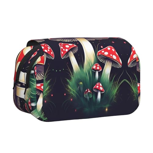 JEJEA Federmäppchen mit magischem Pilz-Aufdruck, Federmäppchen, Halter für Bleistifte, Make-up, Mehrzweck-Organizer-Box für Erwachsene, Schwarz , Einheitsgröße, Kulturbeutel von JEJEA