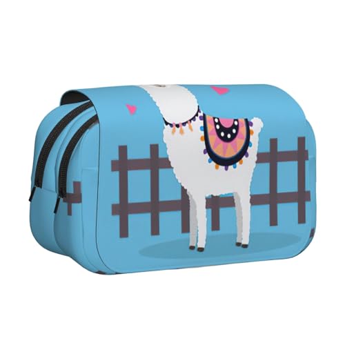 JEJEA Federmäppchen mit niedlichem Alpakas-Druck, Federmäppchen, Halter für Bleistifte, Make-up, Mehrzweck-Organizer-Box für Erwachsene, Schwarz , Einheitsgröße, Kulturbeutel von JEJEA