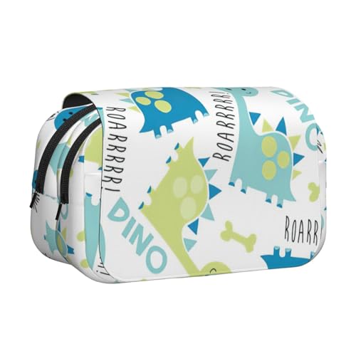 JEJEA Federmäppchen mit niedlichem Dinosaurier-Druck, Federmäppchen, Halter für Bleistifte, Make-up, Mehrzweck-Organizer-Box für Erwachsene, Schwarz , Einheitsgröße, Kulturbeutel von JEJEA