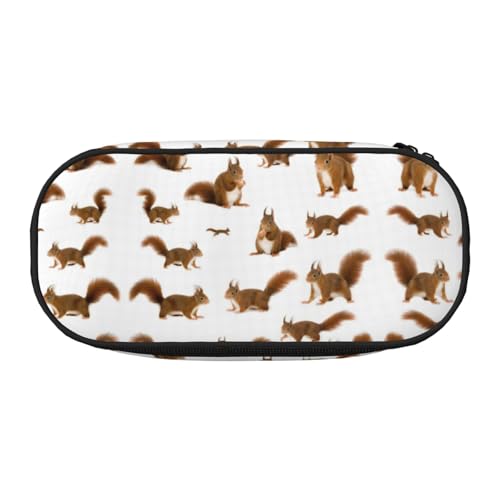 JEJEA Federmäppchen mit niedlichem Eichhörnchen-Aufdruck, großes Fassungsvermögen, große Aufbewahrung, hohe Kapazität, Beutelhalter, Organizer, Schwarz , Einheitsgröße, Taschen-Organizer von JEJEA