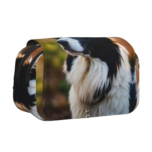 JEJEA Federmäppchen mit niedlichem Hunde-Aufdruck, Federmäppchen, Halter für Bleistifte, Make-up, Mehrzweck-Organizer-Box für Erwachsene, Schwarz , Einheitsgröße, Kulturbeutel von JEJEA