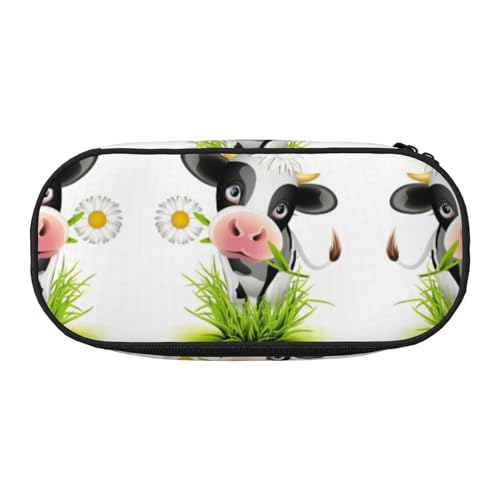 JEJEA Federmäppchen mit niedlichem Kuh-Aufdruck, große Kapazität, große Aufbewahrung, hohe Kapazität, Beutelhalter, Organizer, Schwarz , Einheitsgröße, Taschen-Organizer von JEJEA