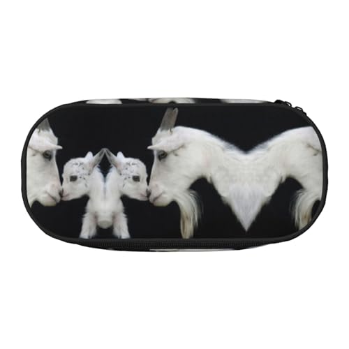 JEJEA Federmäppchen mit niedlichem Ziegenbaby mit Mutter-Aufdruck, großes Fassungsvermögen, große Aufbewahrung, hohe Kapazität, Beutel, Beutel, Organizer, Box, Schwarz , Einheitsgröße, von JEJEA