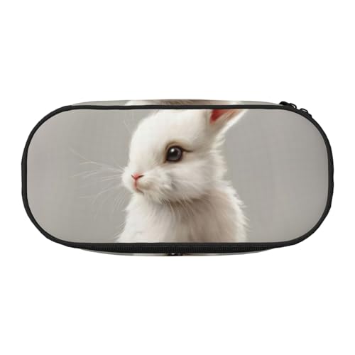 JEJEA Federmäppchen mit niedlichem weißem Kaninchen-Aufdruck, großes Fassungsvermögen, große Aufbewahrung, hohe Kapazität, Beutelhalter, Organizer, Schwarz , Einheitsgröße, Taschen-Organizer von JEJEA