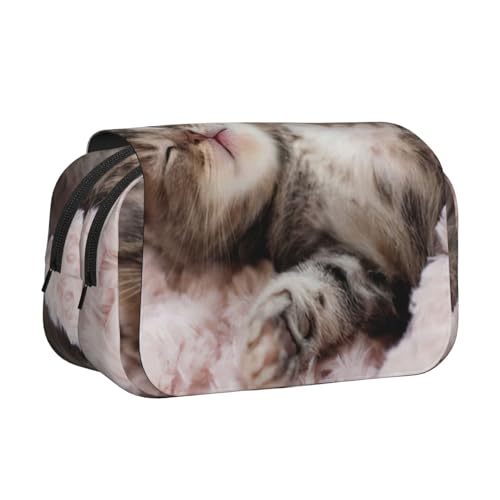 JEJEA Federmäppchen mit schlafender Katze, für Bleistifte, Make-up, Mehrzweck-Organizer-Box für Erwachsene, Schwarz , Einheitsgröße, Kulturbeutel von JEJEA