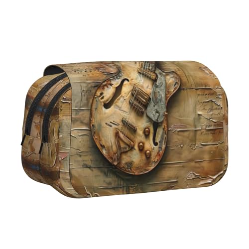 JEJEA Federmäppchen mit schönem Gitarrendruck, Federmäppchen, Halter für Bleistifte, Make-up, Mehrzweck-Organizer-Box für Erwachsene, Schwarz , Einheitsgröße, Kulturbeutel von JEJEA