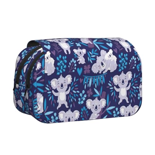 JEJEA Federmäppchen mit schönem Koala-Druck, für Bleistifte, Make-up, Mehrzweck-Organizer-Box für Erwachsene, Schwarz , Einheitsgröße, Kulturbeutel von JEJEA