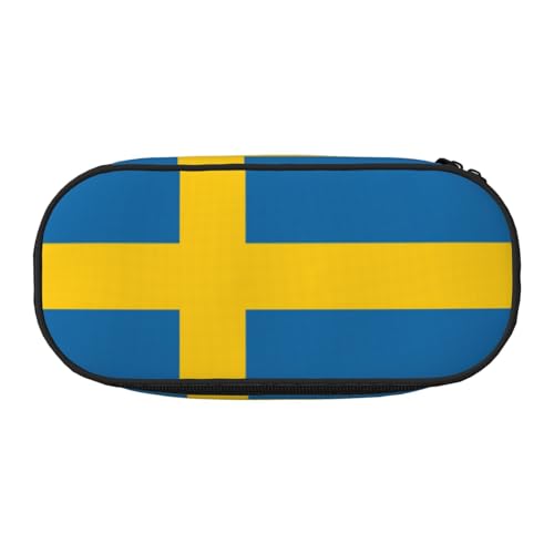 JEJEA Federmäppchen mit schwedischer Flagge, großes Fassungsvermögen, große Aufbewahrung, hohe Kapazität, Beutelhalter, Organizer, Schwarz , Einheitsgröße, Taschen-Organizer von JEJEA