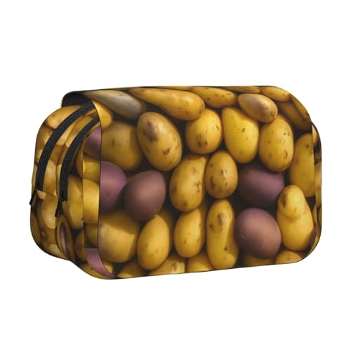 JEJEA Federmäppchen mit vielen Kartoffeln bedruckt, Federmäppchen, Halter für Bleistifte, Make-up, Mehrzweck-Organizer-Box für Erwachsene, Schwarz , Einheitsgröße, Kulturbeutel von JEJEA