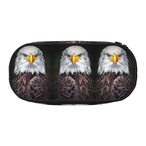 JEJEA Federmäppchen mit weißem Kopf und Adler-Aufdruck, großes Fassungsvermögen, große Aufbewahrung, hohe Kapazität, Beutelhalter, Organizer, Schwarz , Einheitsgröße, Taschen-Organizer von JEJEA