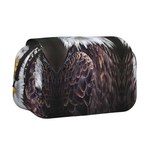 JEJEA Federmäppchen mit weißem Kopf und Adler-Druck, für Bleistifte, Make-up, Mehrzweck-Organizer-Box für Erwachsene, Schwarz , Einheitsgröße, Kulturbeutel von JEJEA