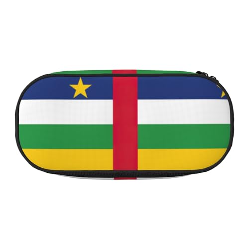 JEJEA Federmäppchen mit zentralafrikanischer Flagge, großes Fassungsvermögen, große Aufbewahrung, hohe Kapazität, Beutelhalter, Organizer, Schwarz , Einheitsgröße, Taschen-Organizer von JEJEA